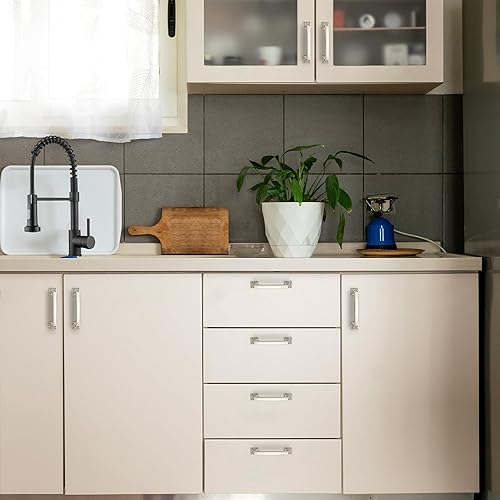 Miniatura 4 de Ravinte Paquete de 5 manijas de gabinete de cocina de 3-34 pulgadas de pie cuadrado macizo, manijas de gabinete de cocina de níquel cepillado,