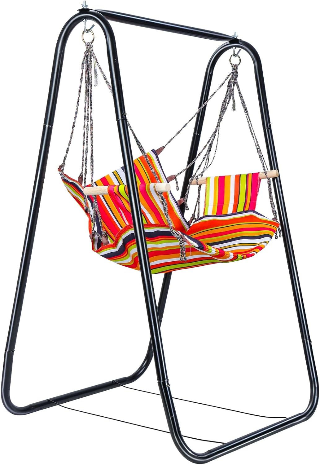 Hammock Chair with Stand,Heavy Duty Hanging Stand Swing Chair with Stand Swing Stand Hanging Chair for Indoor Outdoor Patio Yard, Bearing 440lbs for Indoor Outdoor Patio Yard Garden Black