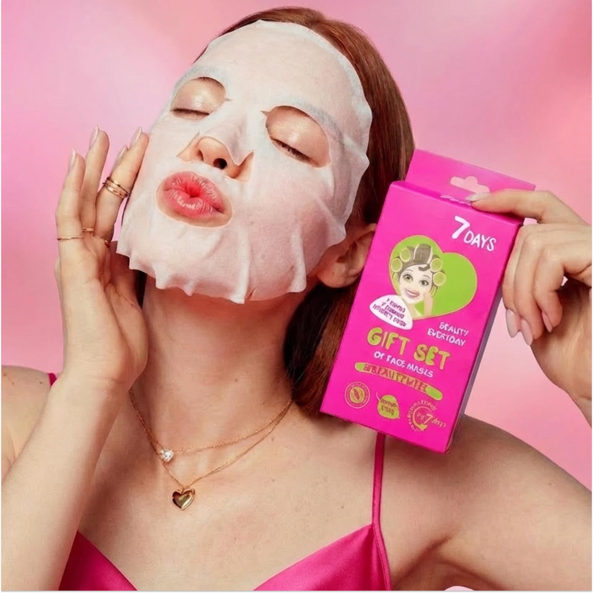 7Days Coffret Cadeau De Soins Pour Le Visage Avec Masques en Feuille - Ensemble De Masques En Tissu Hydratants, Nourrissants Coffret Cadeau Beauté Avec Masque Visage Pour Femmes 7 Pz