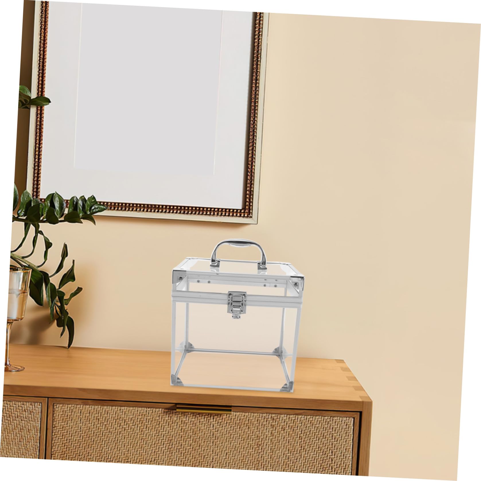Kichvoe Scatola Porta Dischi per Grande Capacità in Vinile in Acrilico con Manico Organizer Raffinato per Album da Collezione, per Spazio Intrattenimento o Scrivania