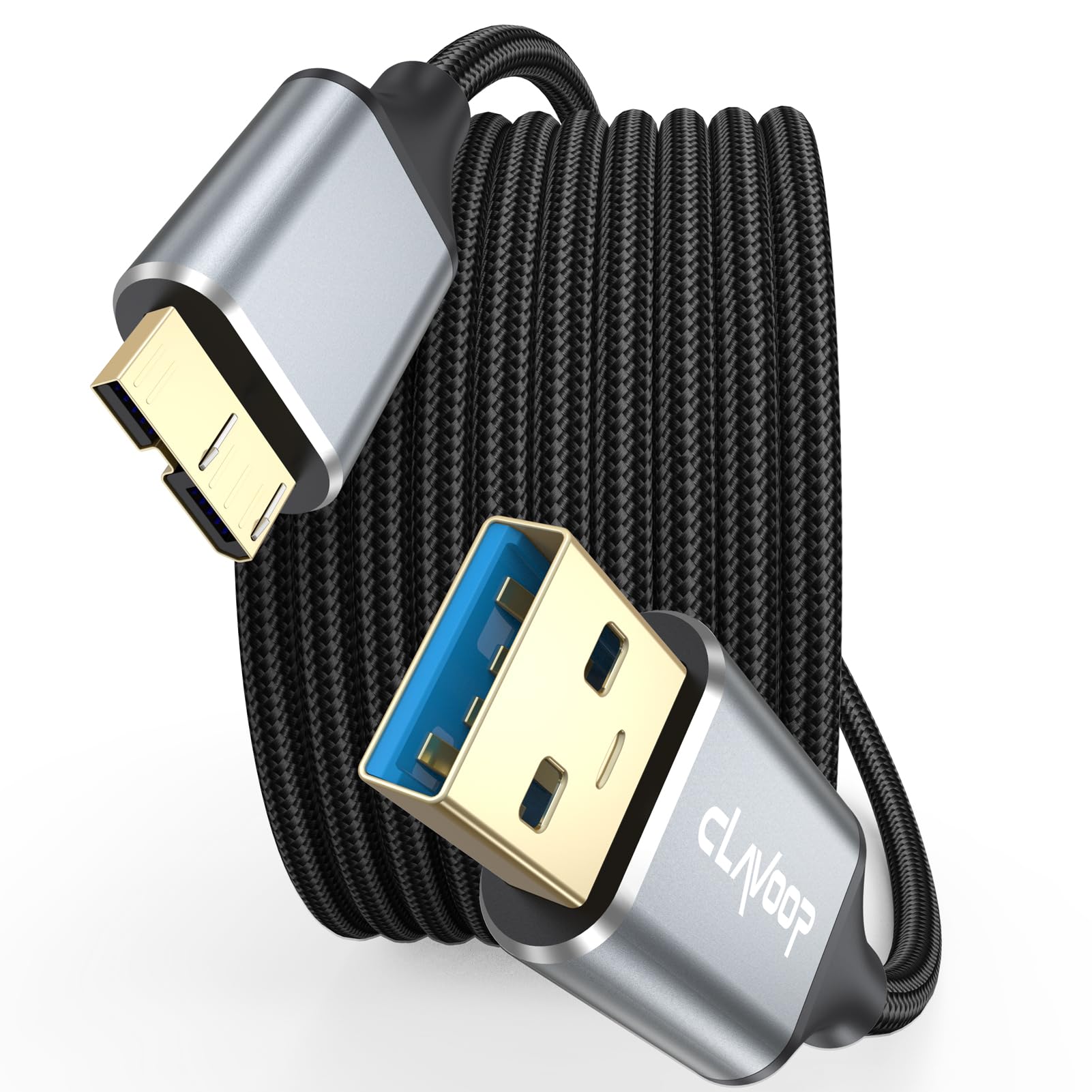 Cable micro USB (10 pies, gris, 1 unidad)