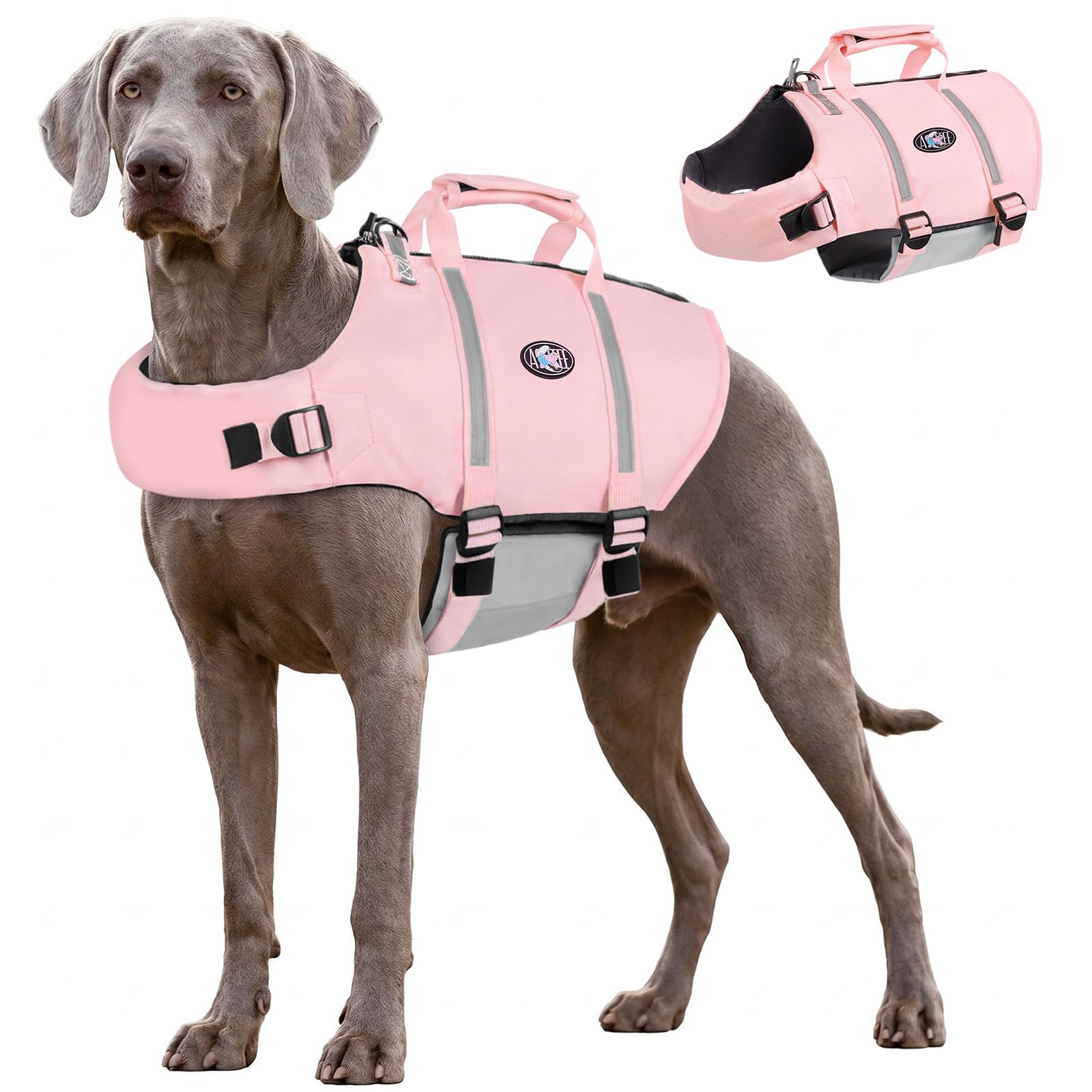 AOFITEE Schwimmweste Hund, Hunde Schwimmweste für Bootfahren und Wassersport mit Verbesserter Auftrieb, Schwimmweste Hund mit Sicherheitsgriff und Reißverschluss, Rettungswesten