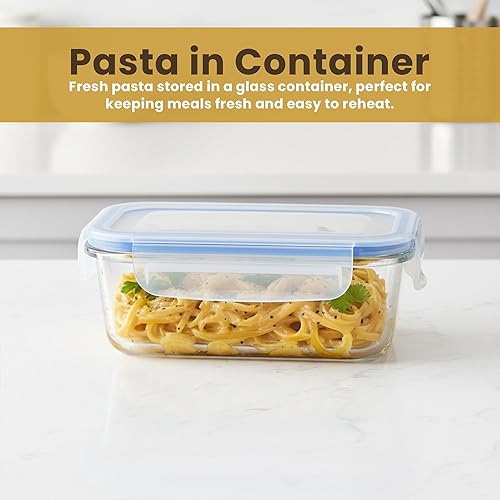 Miniatura 4 de Recipientes de vidrio sin BPA con tapas de bloqueo – Paquete de 6 recipientes de preparación de comidas premium, a prueba de fugas, herméticos,