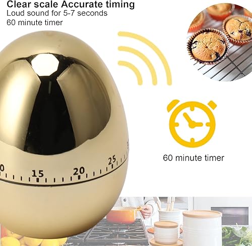 Miniatura 6 de Temporizadores, 60 Minutos Mecánico Temporizador de Cocina Reloj Despertador Herramienta de Cocina Utensilios de Cocina y Gadgets (Oro)