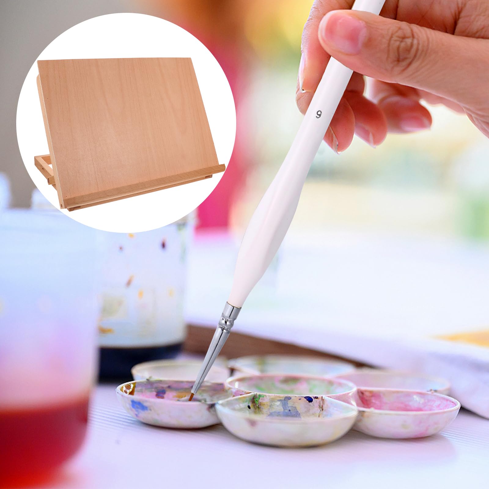 Cabilock Verstellbare Faltbar Massivem Holz Tischstaffelei aus Gemäldeständer Klappbarer Ergonomisch Geformt für Kinder und Künstler für Malen Am Schreibtisch