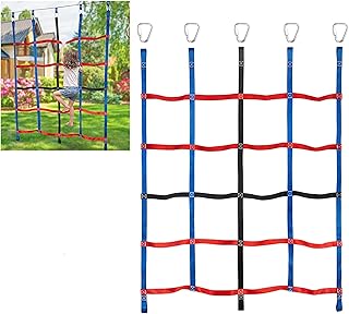 MONT PLEASANT Climbing Cargo Net for Kids Ninja Net Climbing Swingset Polyester Rope Ladder for Jungle Gyms Playground Ribbon Net Obstacle Course Training Climbing Net for Outdoor Treehouse