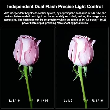 Fomito Mini Macro Flash, Single Contact Hotshoe, Three-Head with 13pcs Diffuser and Type-C Cable, 8 Levels of Adjustable Brightness, 9-Stop LED Light Effect, Built-in 3.7V/2000mAh Battery - 17.52inch