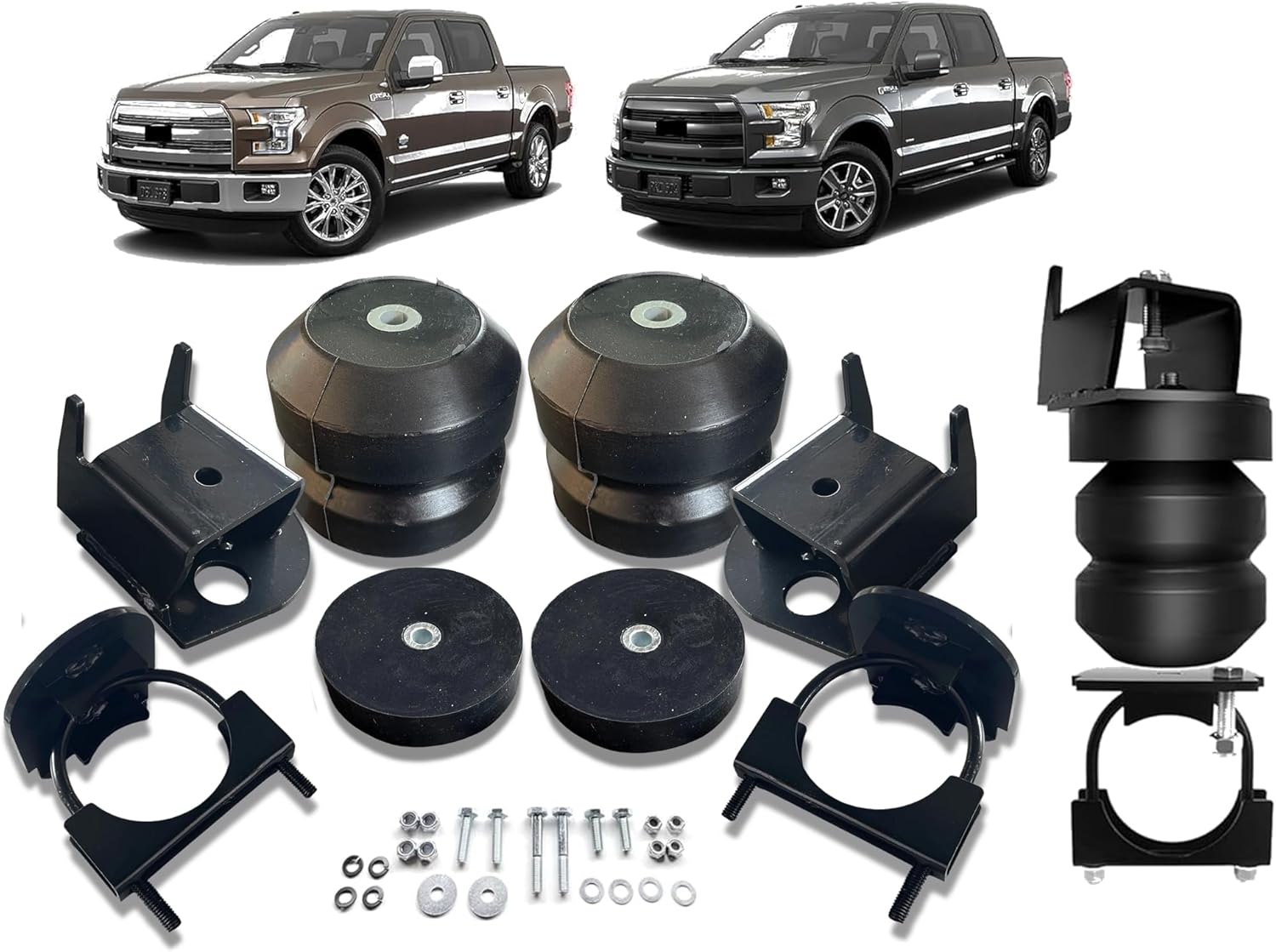 Upgrade Rear SES Kit Rubber Helper Springs Compatible with Ford 2015-2024 F-150 F150 2WD 4WD Truck, Axle Bumper Stop Cushions Replaces FR1504E