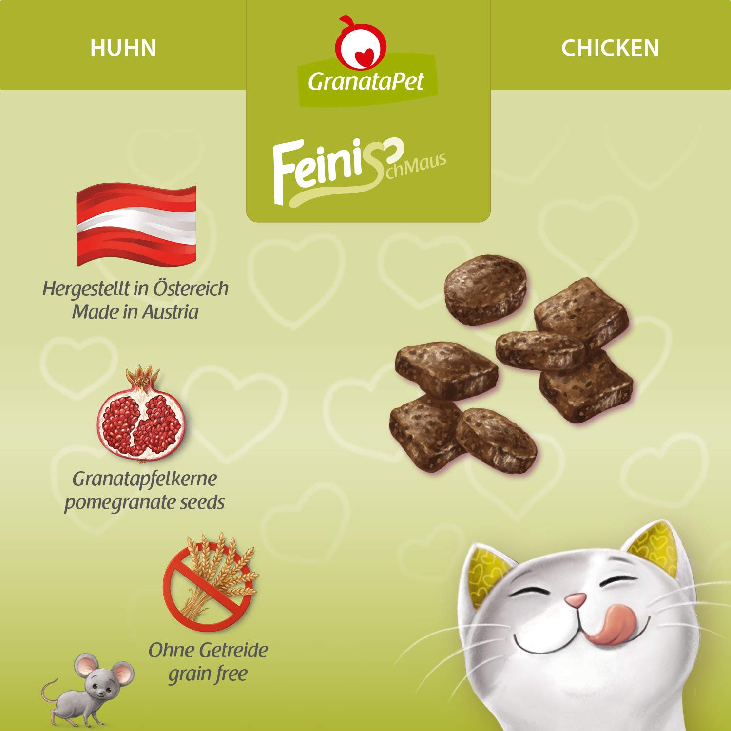 GranataPet FeiniSchmaus Kurczak, 50g | Bez zbóż, Bez dodatku cukru, Miękki przysmak z tauryną, Made in Austria