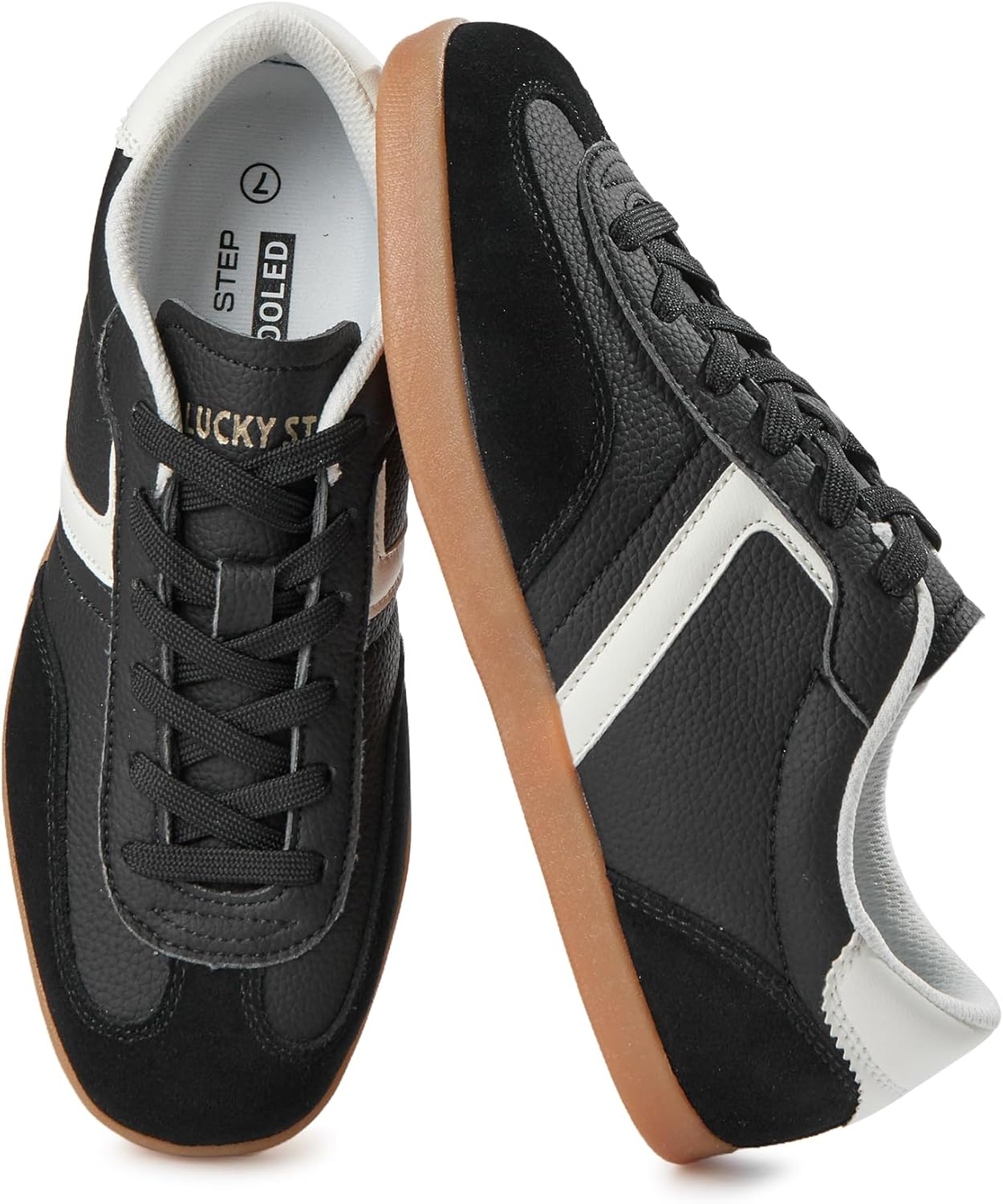 LUCKY STEP Women's Fashion Retro Sneakers Casual Trendy Walking Shoes Non Slip Comfortable Classic Running Sneaker