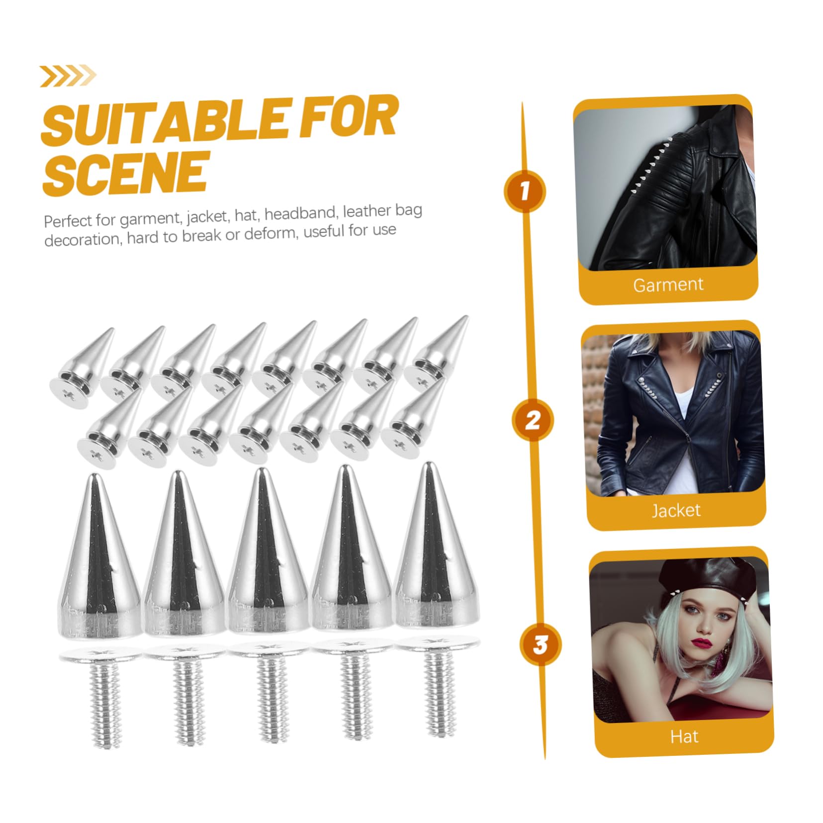 Amazon.com: LALAFINA 20pcs Punk Cone Spikes Metal for