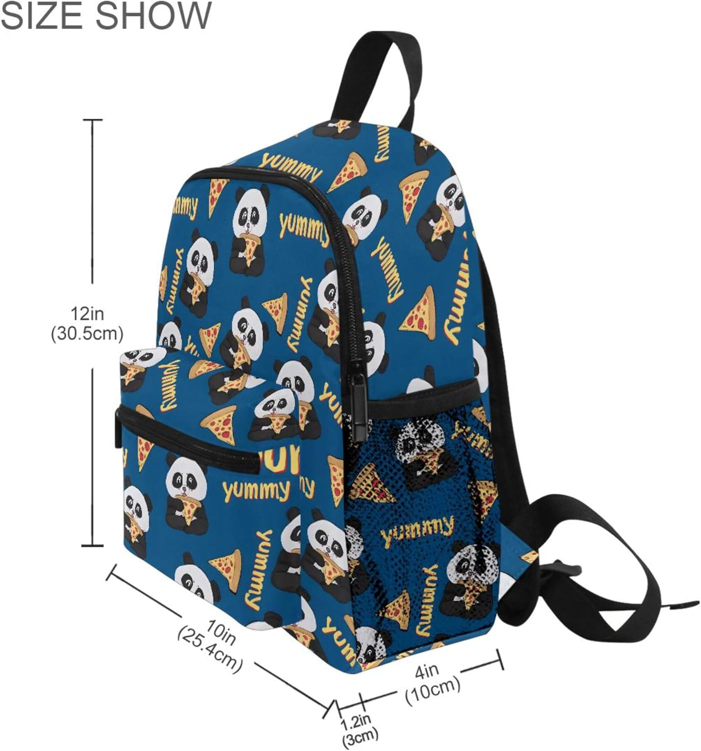 MNSRUU Toddler Backpack, Panda Eating Pizza Small Kids Backpack For Boys Girls Preschool Bookbag Rucksack Mini School Bag Travel Daypack with Chest Strap Name Tag