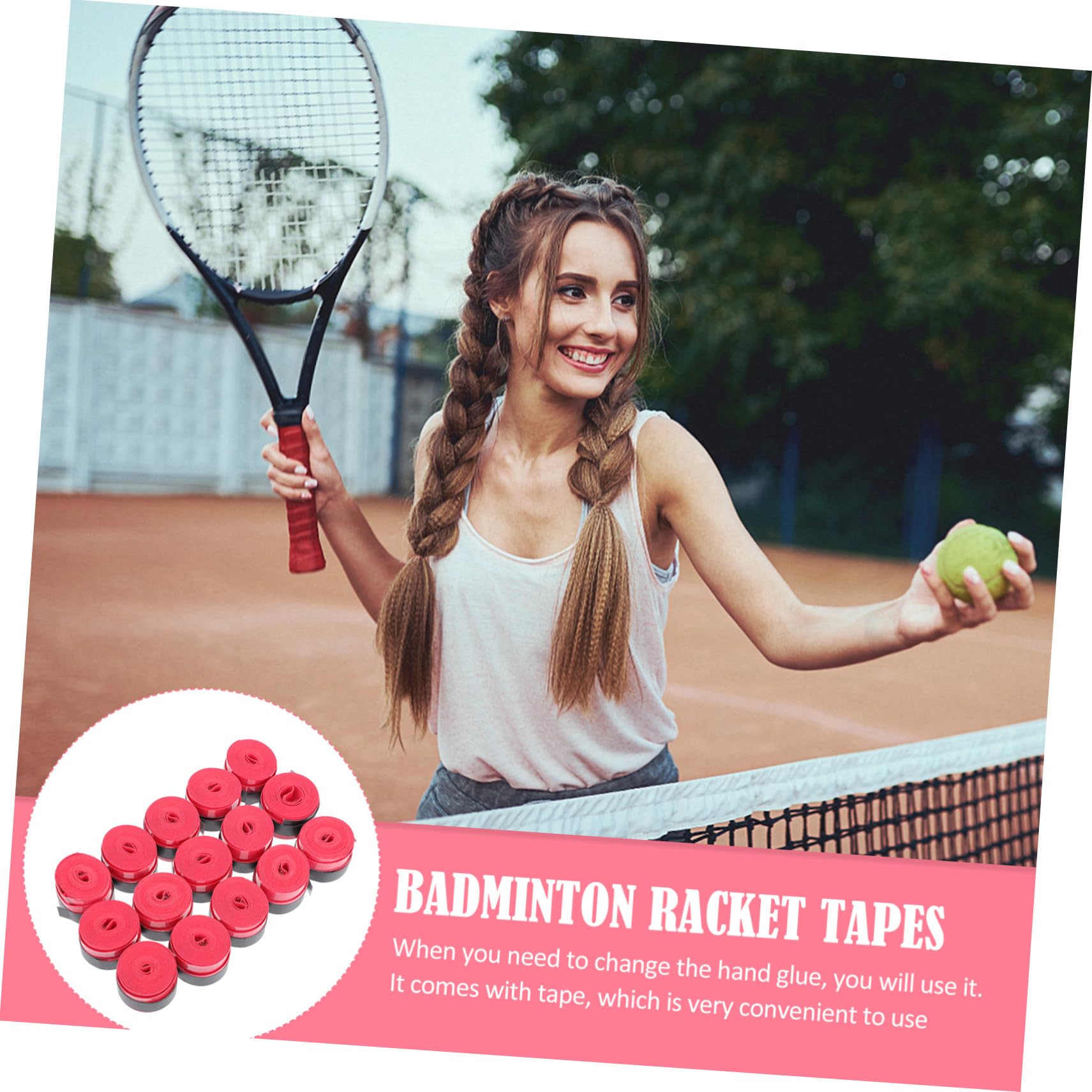 Cintas para Raquetas de Bádminton Antideslizantes Rojas 60 Unidades de PU Elásticas Absorbentes de Sudor para Tenis, Pádel y Deportes de Raqueta, Uso Deportivo y Recreativo