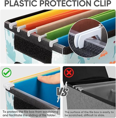 Miniatura 86 de BALEINE - Caja organizadora de archivos con tapa, organizador de carpetas plegable con riel de plástico, caja para carpetas colgantes para Gris