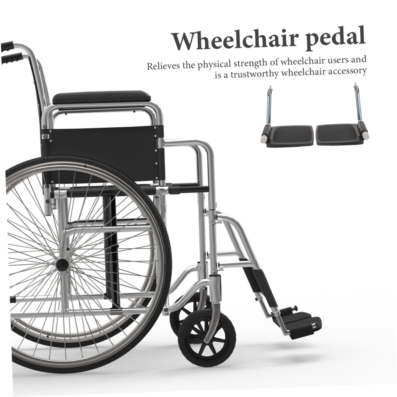 Pedal de Silla de Ruedas con Poste, 1 Par, Plástico Negro | Reposapiés Elevable, Protección Antideslizante, Repuesto para Usuarios de Silla de Ruedas Color Aleatorio