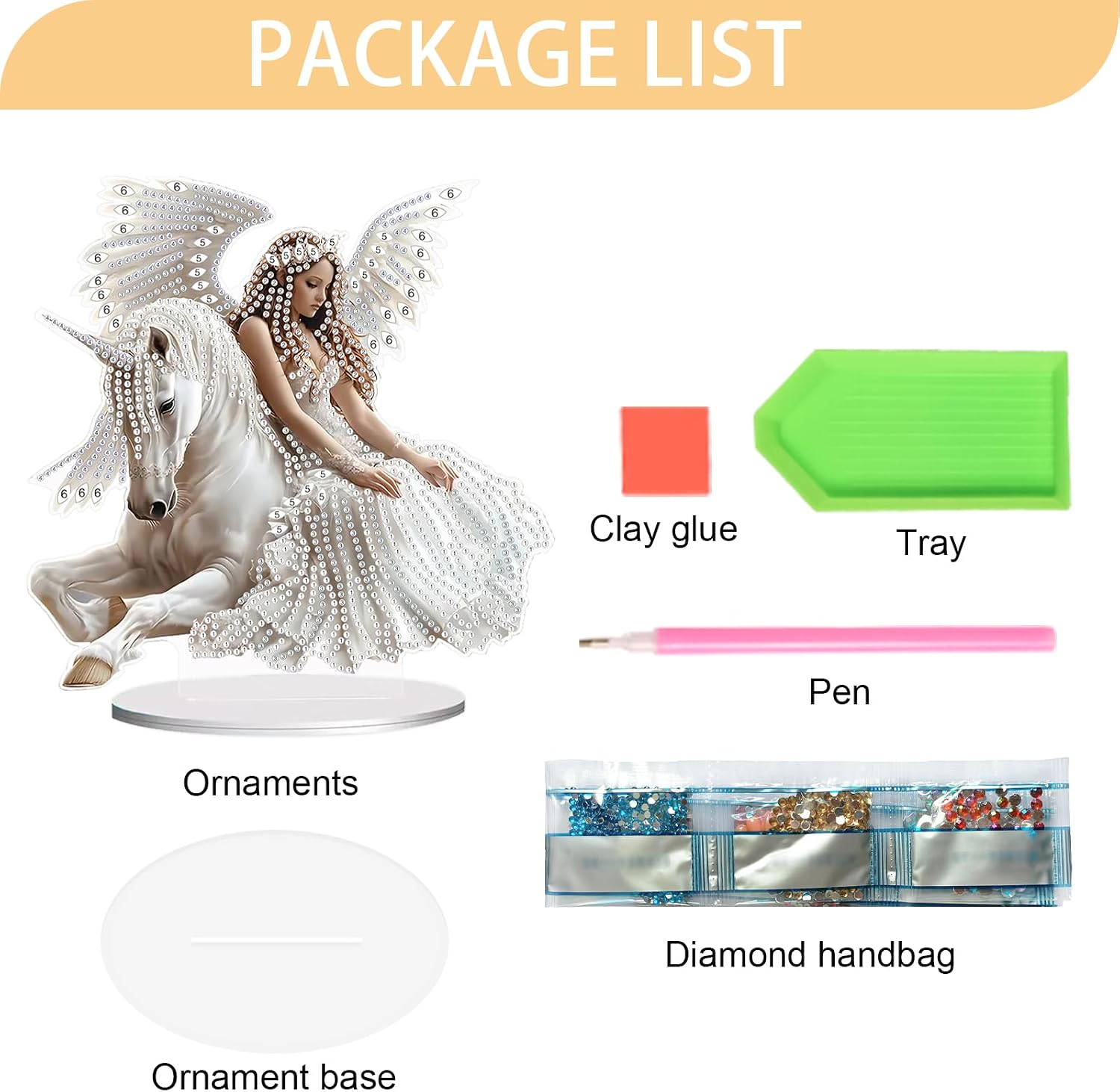 JISHSHAY Diamond Art Desk Ornaments Diamond Painting Desktop Decoration Gem Art Table Top Decorations Gem Painting Table Ornaments Mosaic Kits for Adults Desk Top with Special Shape Unicorn Angel image 3