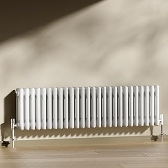 Heilmetz Traditional Column Radiator Horizontal Double, 300x1190mm Central Heating Radiator Cast Iron Style 2 Column Radiators White
