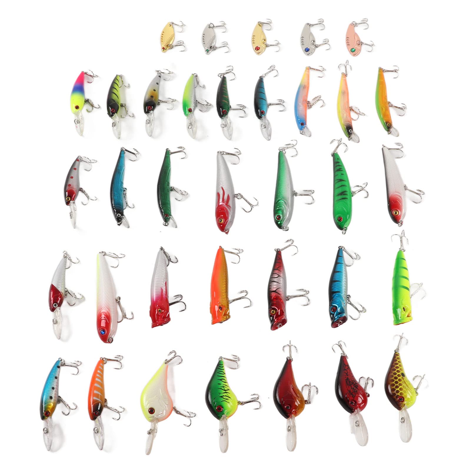 35 Stücke Simulation Harten Köder Gemischte Minnow Angelköder Kit Minnow Köder für Süßwasser Salzwasser Bootsangeln