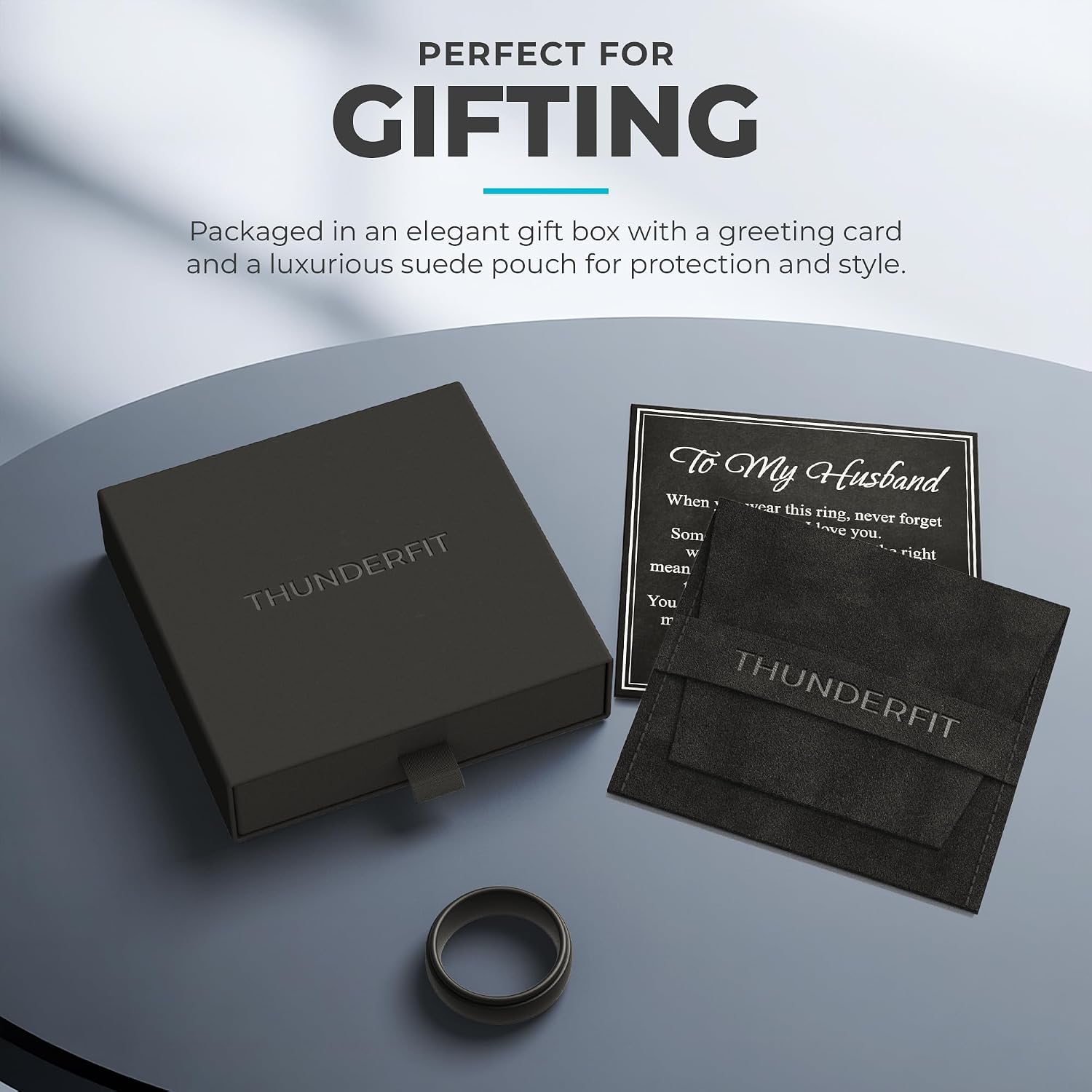 ThunderFit Silicone Rings Wedding Bands for Men, Plain and Engraved, Men’s Rubber Engagement Bands with Gift Box, 1-Pack