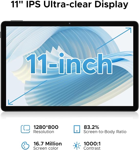 U11 Android 16 AI Tablet with Built-in Gemini, 11 90Hz IPS Screen, 16GB+128GB (Expandable 2TB), 8580mAh, Octa-Core, Face Unlock|Dual Speakers|13MP+5MP|Widevine L1, Tablet with Keyboard, Mouse&Case