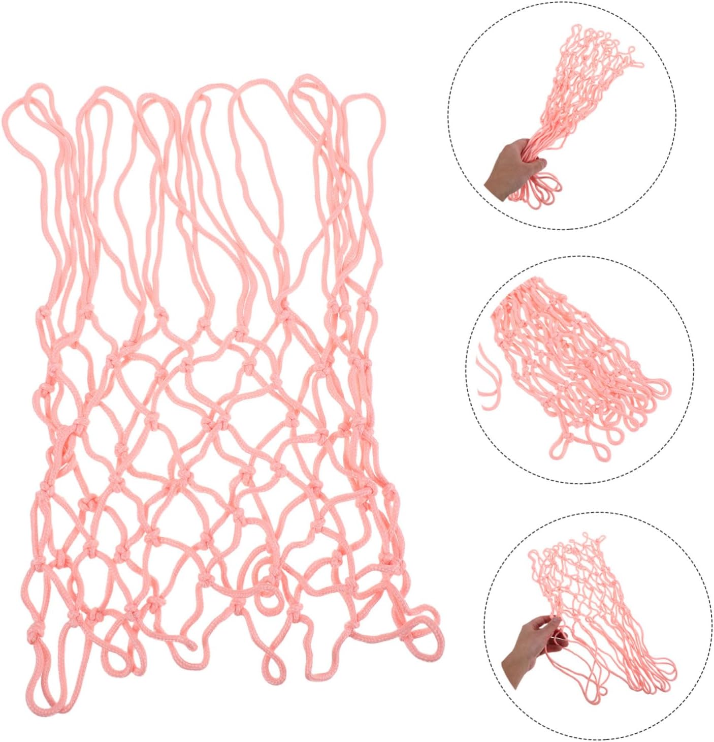 Didiseaon Basketball Net Replacement with Glow the Dark Visibility Pink Luminous 2pcs Weather-Resistant Polyester Material for Basketball Hoop and Rim Mesh Nets and Playground Use