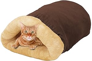 Brown 4 in 1 Self Warming Burrow Cat Bed