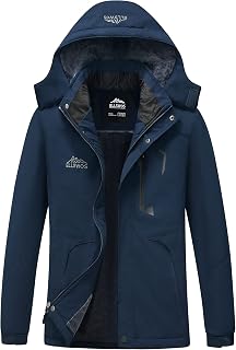 ELLSWOS Men's Waterproof Ski Jacket Winter Snow Coat Warm Hooded Raincoat