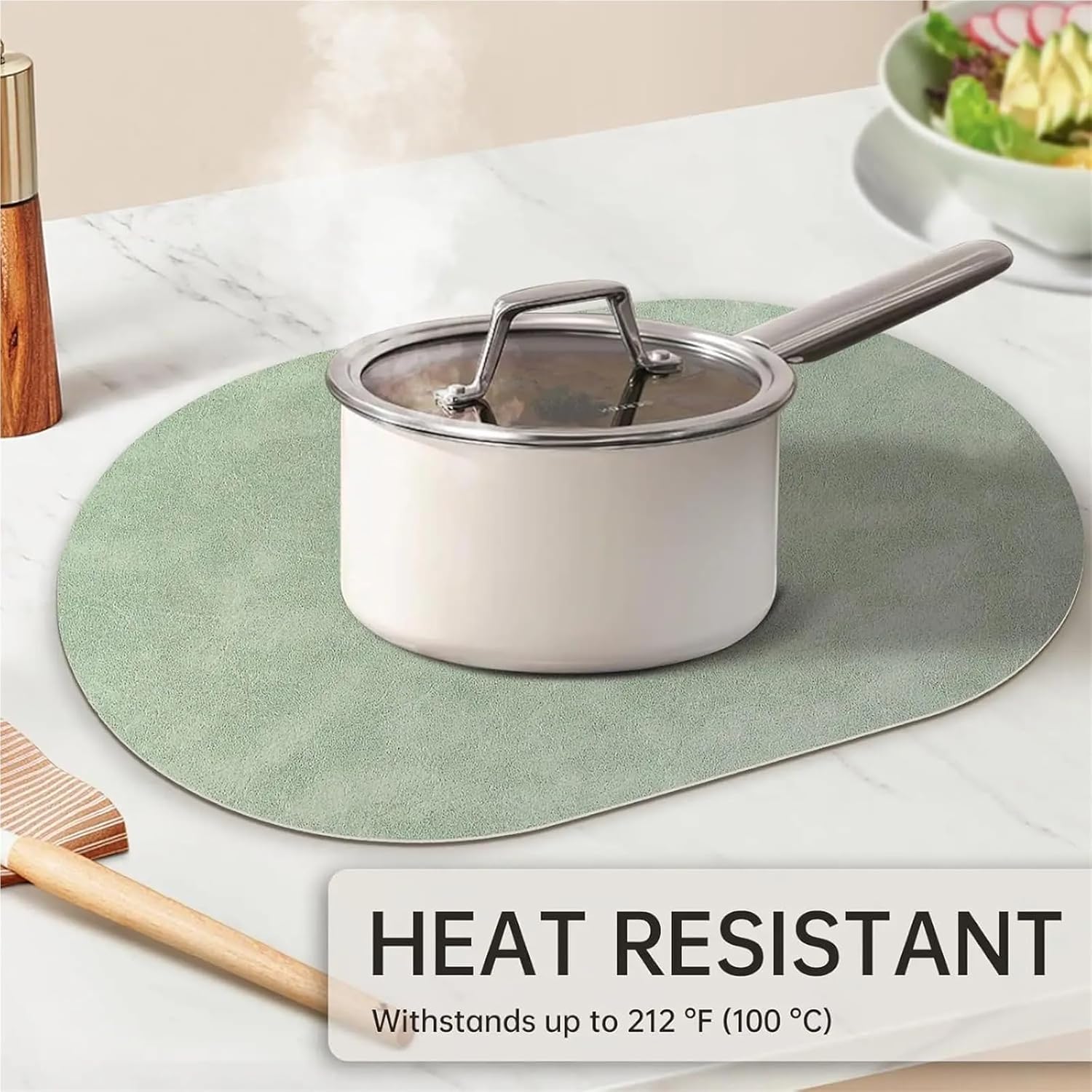 Oval Double-Sided Placemats Heat Non-Slip Waterproof Table Mats Washable PU Leather Gift Table Pads for Home(CS Brownness,30x45cm 4pcs)
