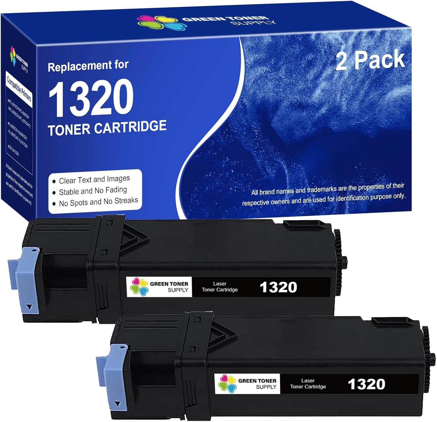 Compatible Toner Cartridge Replacement for Dell 310-9058 1320 to Used with Dell Color Laser 1320c Printer (Black, High Yield) 2-Pack