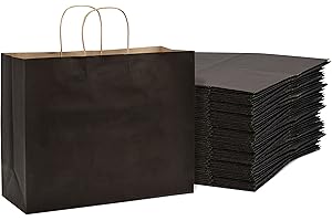 Black Kraft Paper Gift Bags with Handles 16" x 6" x 12"