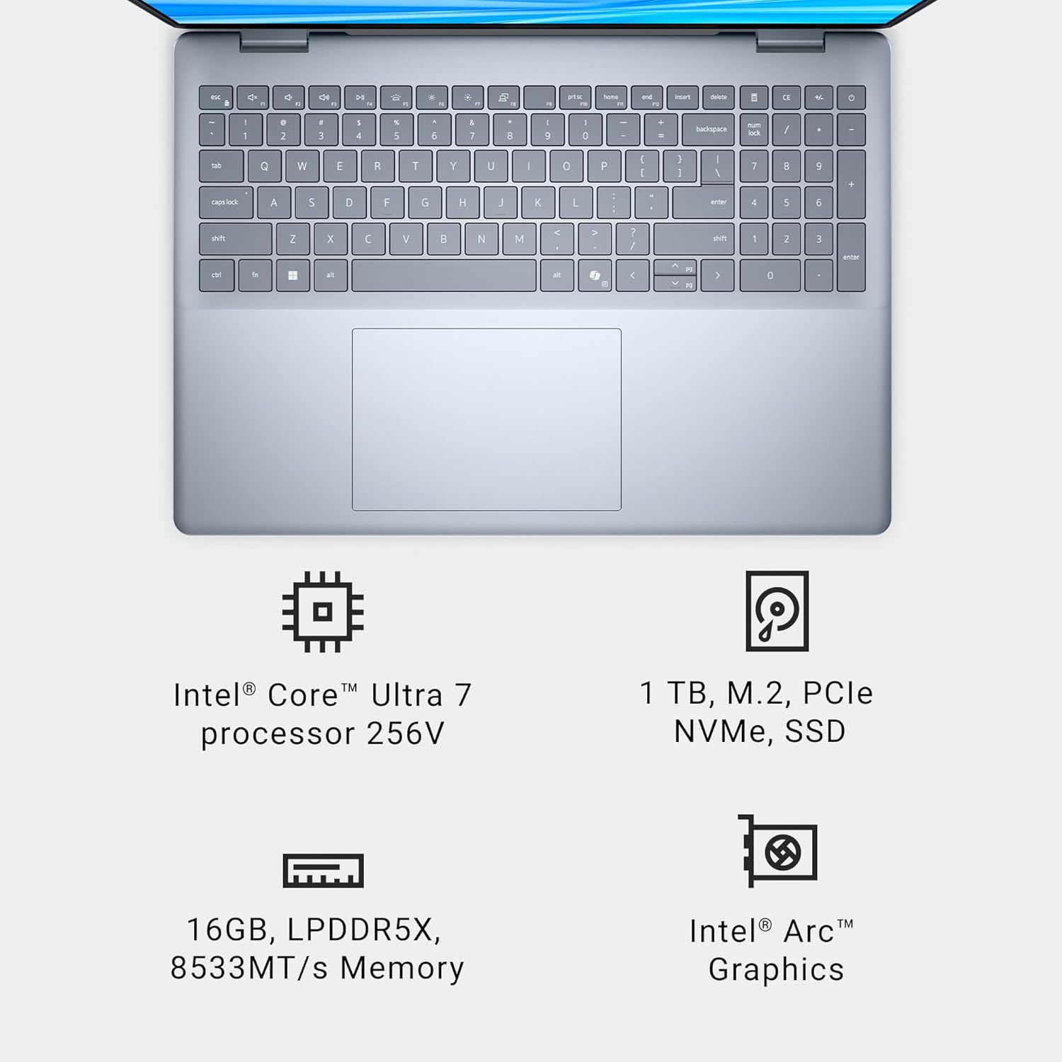 Dell 16 Plus Laptop DB16250-16.0-inch 16:10 2.5K (2560x1600) Display, Intel Core Ultra 7 256V, 16GB LPDDR5X Memory, 1TB SSD, Arc Graphics, Backlit Copilot Key Keyboard, Windows 11 Home - Image 15