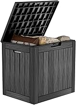 30 Gallon Resin Deck Box,Lockable Outdoor Storage Box for Patio Cushions Storage Furniture,Garden Tools,Pool Supplies, Weatherproof and UV Resistant (Black)