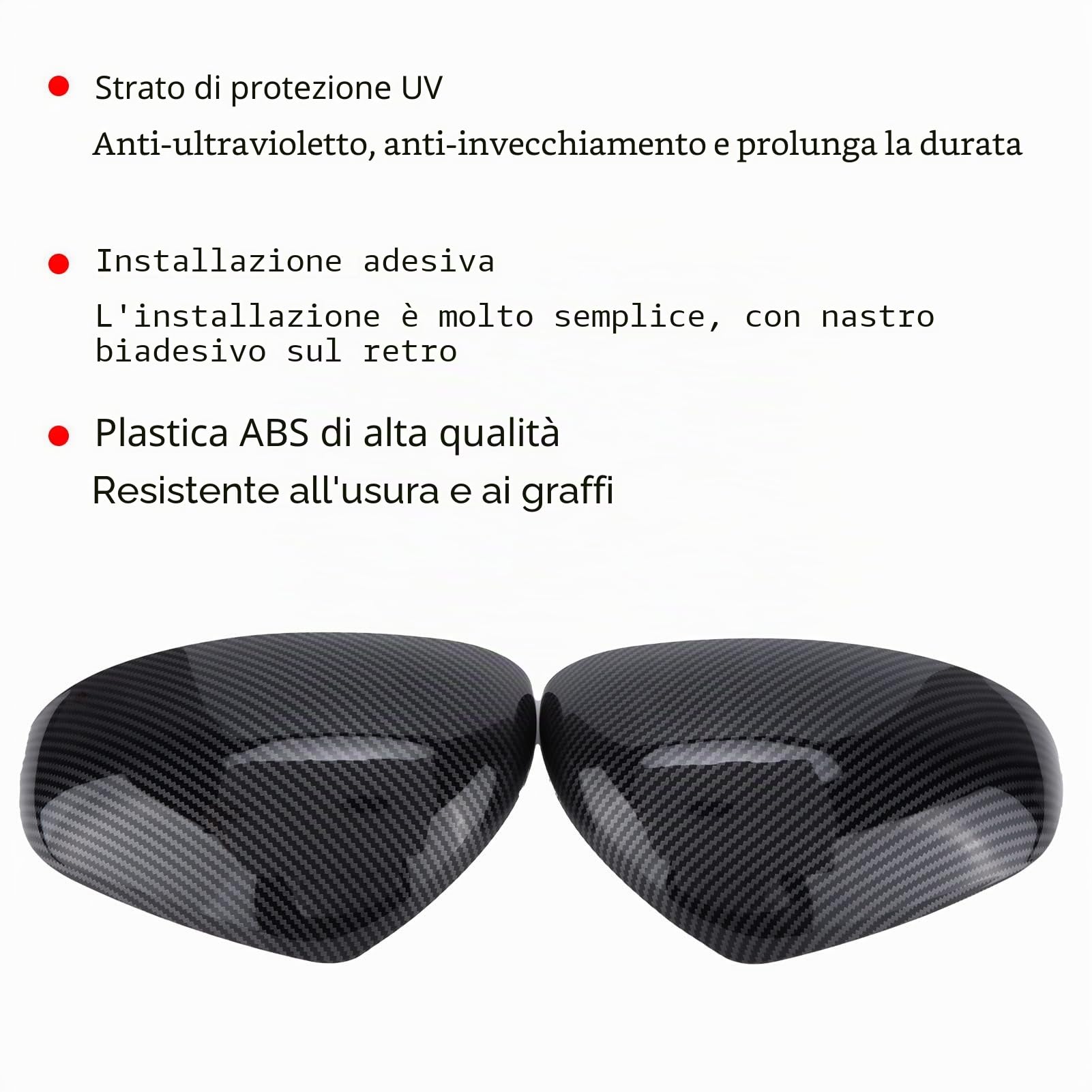 Coppia Specchietti Retrovisori Laterali, Cappucci per Specchietti Retrovisori Attaccati Sull'alloggiamento Protettivo Sostituzione per Smart Fortwo Forfour 453 2015‑2021 (stile