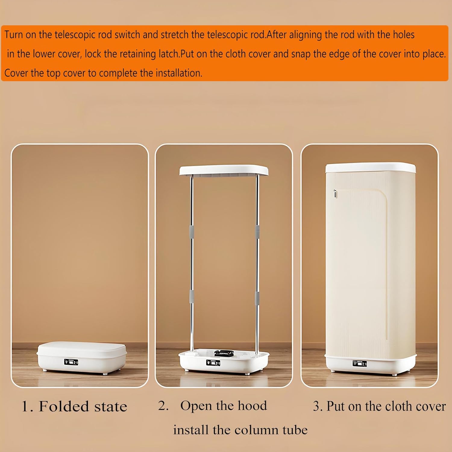 ポータブル衣類乾燥機 二重層 衣類乾燥機, コンパクト折りたたみトラベル乾燥機 900w 旅行 自宅 アパート 寮 タイミング機能