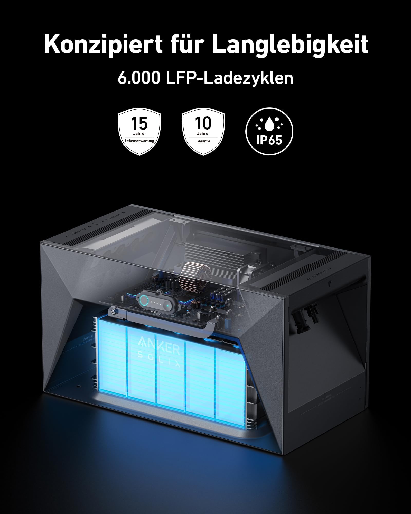 Anker SOLIX Solarbank E1600, 800W Balkonkraftwerk mit Speicher, 1,6kWh Akkukapazität, IP65, 6000 Ladezyklen, LFP Akku, Kompatibel mit 99% Aller Balkonkraftwerke, Installation in 5 Min. Plug&Play