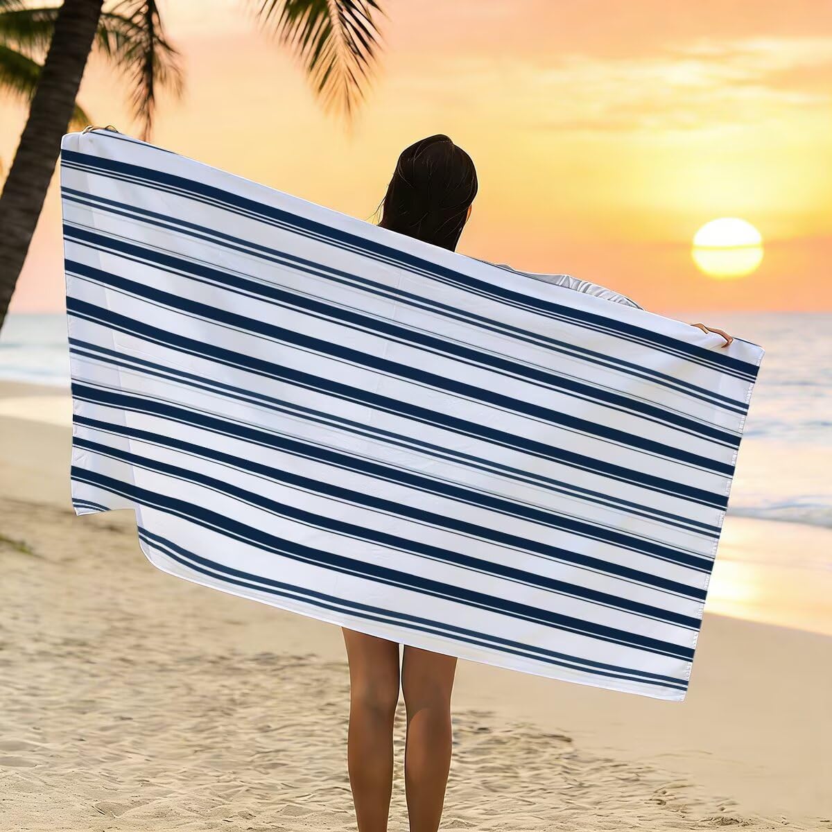 Ręcznik plażowy XXL, 100 x 220 cm, zestaw 2 szt., ręcznik do sauny, ręcznik z mikrofibry, szybkoschnący, sportowy ręcznik do studia fitness, lekki ręcznik kąpielowy, duży, bez piasku, ręcznik plażowy