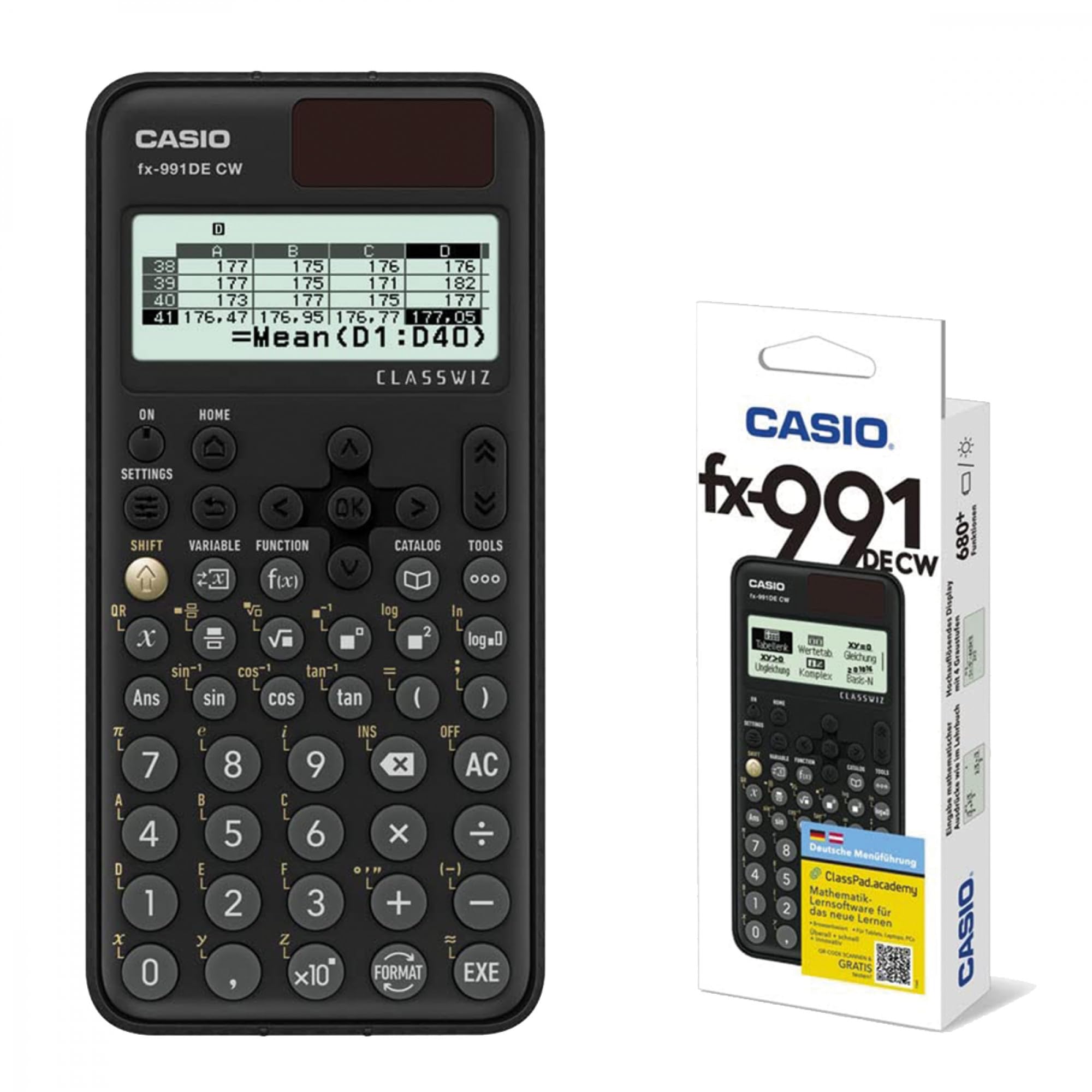 Casio FX-991DE CW ClassWiz Calculatrice Scientifique Technique, Menu en Allemand