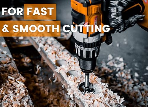 Miniatura 6 de INTOO Juego de brocas Forstner con vástago hexagonal, 16 piezas, mango multicara, juego de brocas para madera