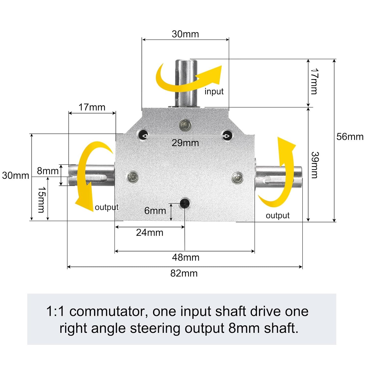 uxcell Tapered Bevel Gear Box 1:1 Triple Output Shaft 8mm Shaft 1 Module 20 Teeth, Right Angle Drive Steering Gear Device for Simple Mechanical DIY Module (Bore with Keyway)