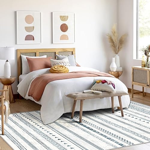 Miniatura 3 de Alfombras de 5 x 7 pies para sala de estar, alfombras antideslizantes lavables, grandes, modernas, suaves, para dormitorio, decoración de enrejado,