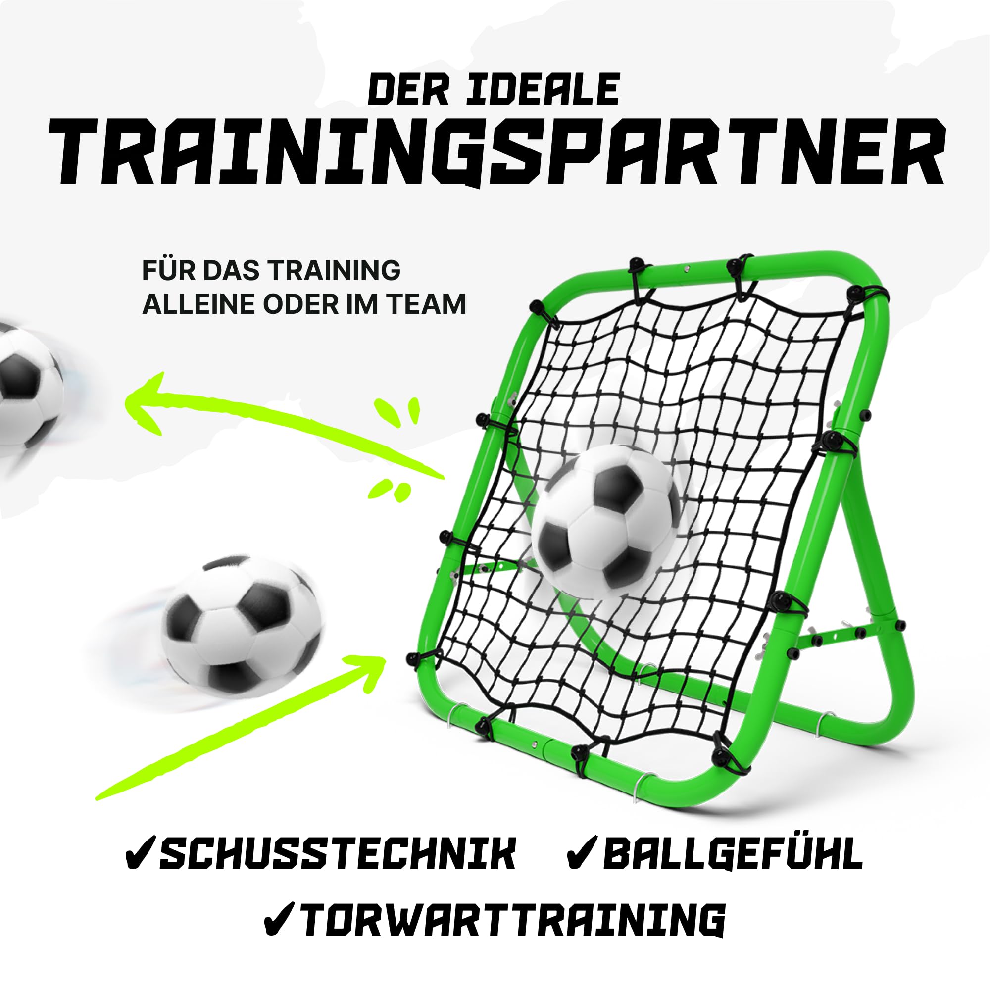 BENTSON Rebounder für Fußball Kinder und Profis I Inkl. Ersatznetz I Robuster Rahmen I Auch für Handball, Volleyball und Basketball I Rückprallwand Prellwand Fussball
