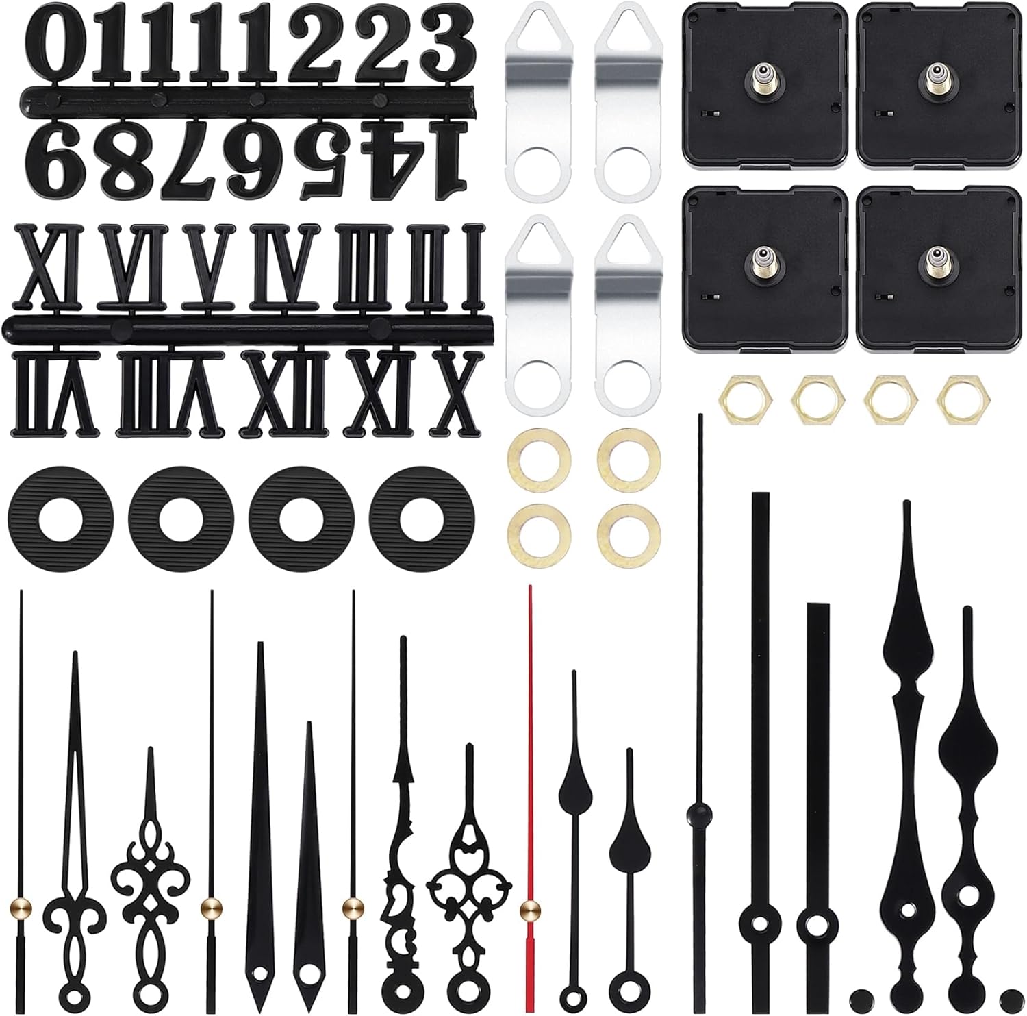 Hepzest 4Pcs Clock Movement,Long Shaft Clock Movement Mechanism, Silent