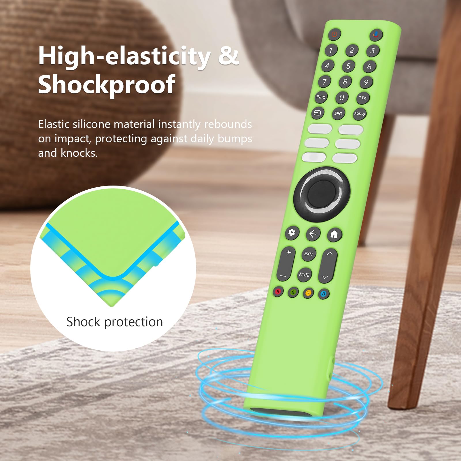 Custodia In Silicone Fluorescente Per Telecomando TV Box (XMRM-M8, XMRM-M3) - Antiurto Con Cordino - Verde