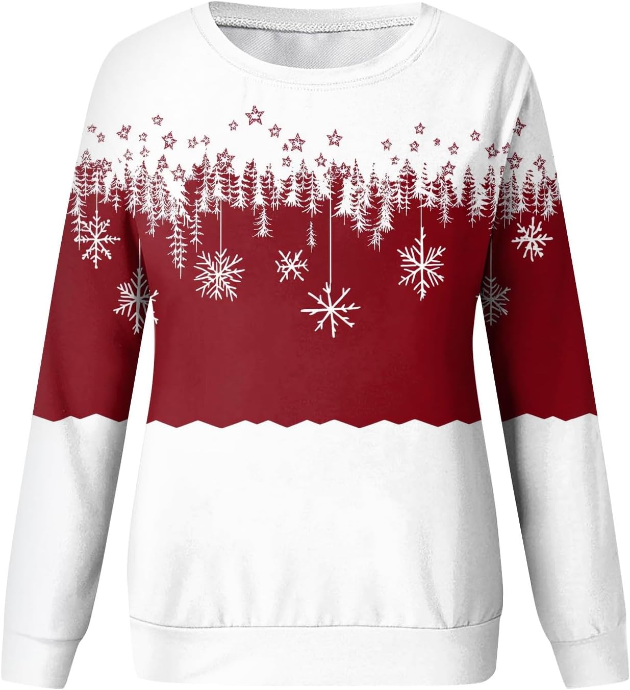 Christmas Sweatshirts For Women Funny Holiday T Shirts Long Sleeve Snowflake Funny Cute Pullover Sweatshirts Xmas Tree - Image 4