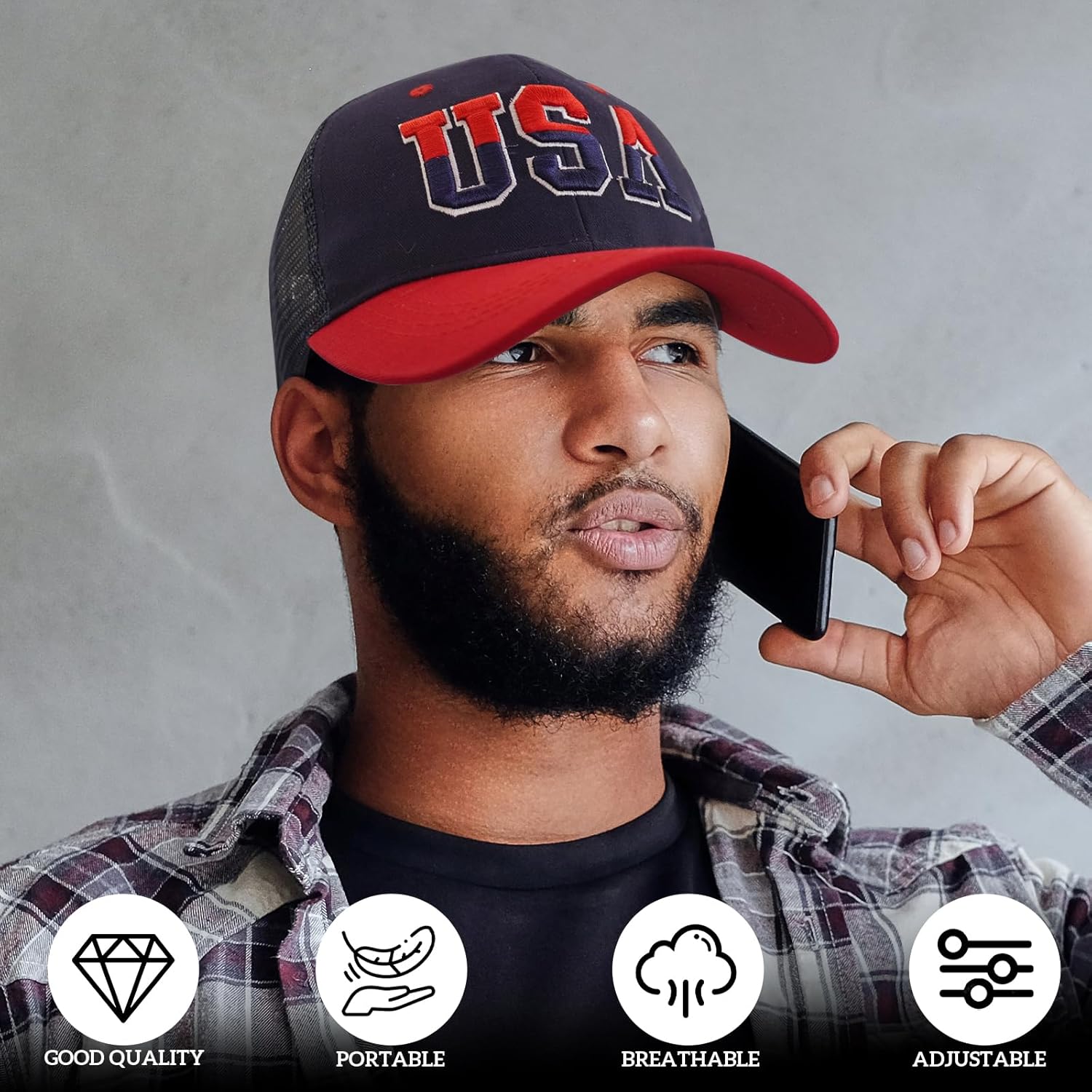 American Flag Patriotic Baseball Cap | Embroidered USA Flag 100% Cotton Adjustable Hat for Men & Women - Image 7