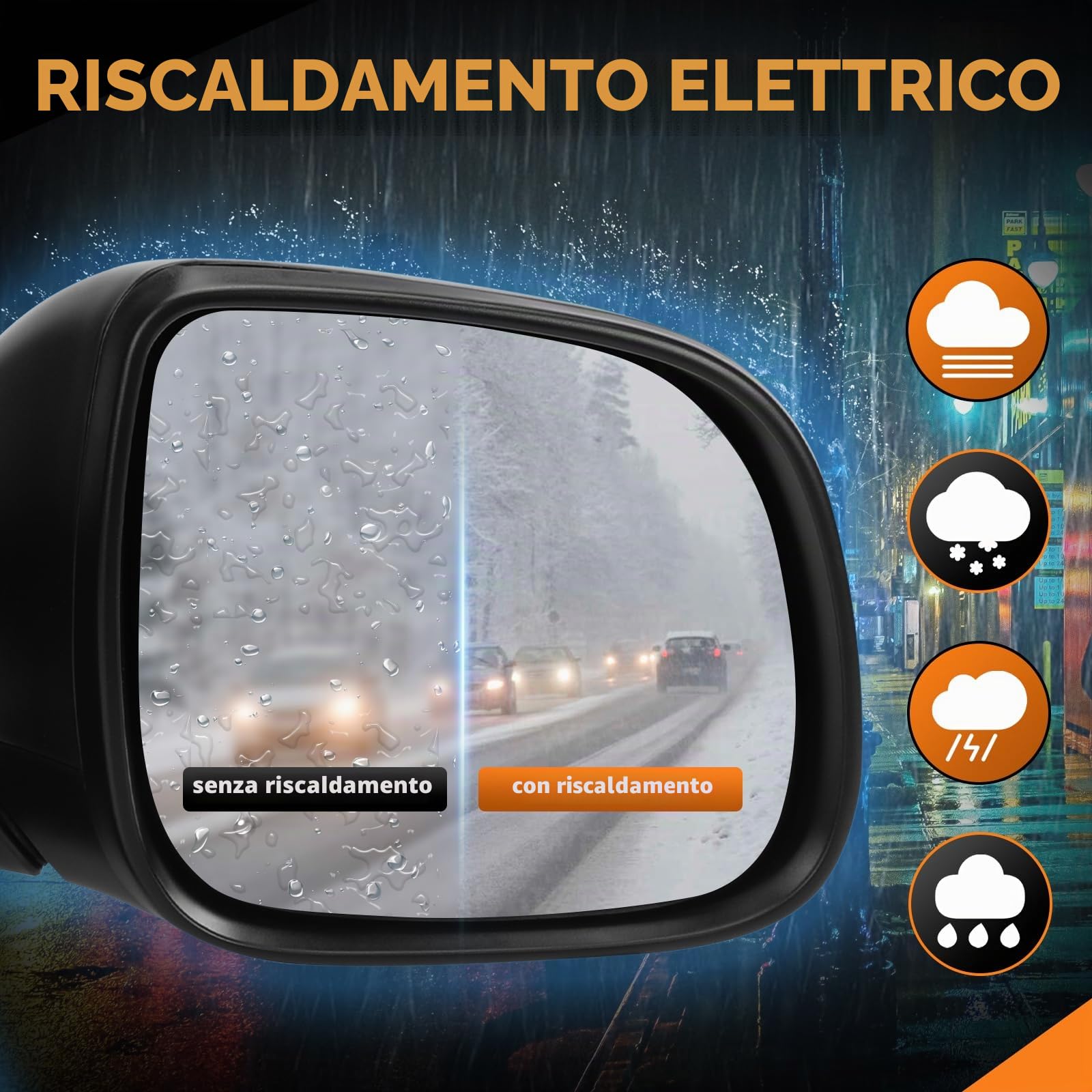 Specchietto retrovisore esterno destro di ricambio per VW T5 Transporter 2010-2014 elettrico Kit completo con vetro