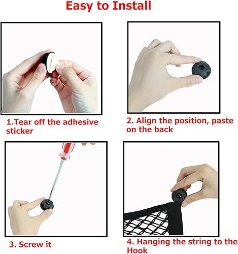 Miniatura 3 de KAFLLA Paquete de 2 redes de carga pequeñas para maletero, RV, barcos, cámperes, 21 x 9.8 pulgadas, malla elástica de almacenamiento con 4 tornillos