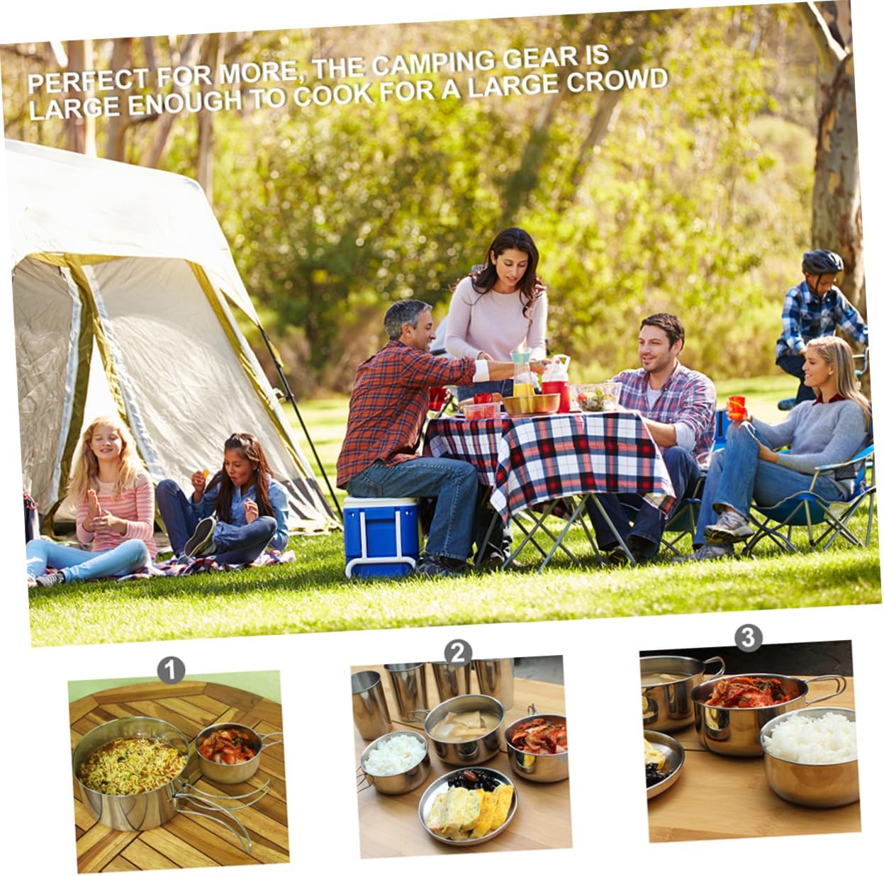 VICASKY Stainless Camping Cookware Kit 8 Piece Folding Set for Picnic