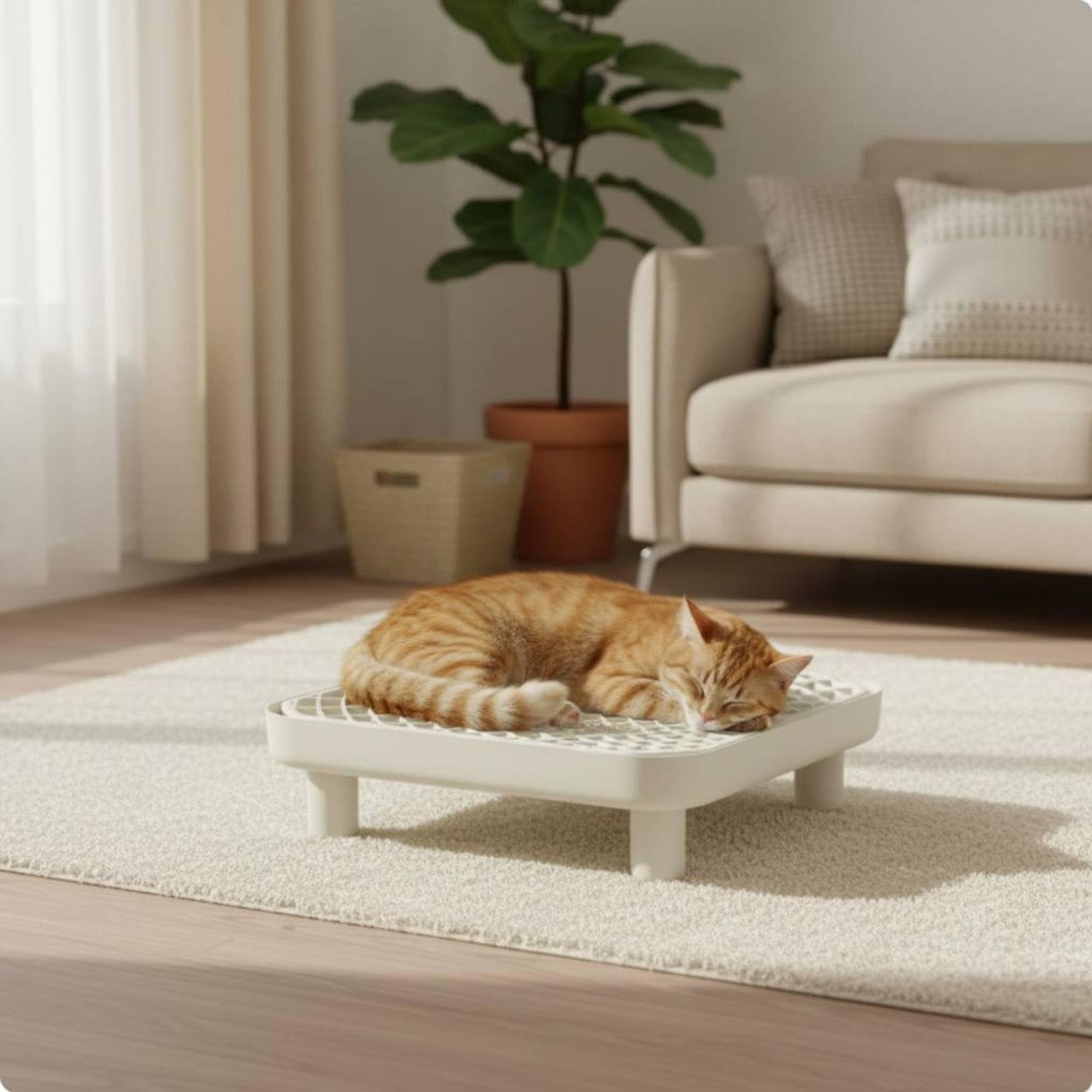 Plateforme Toilette Chat Tapis Séparateur Bac à Litière Récupérateur Double Structure Nettoyage Simplifié Adapté à Usage Quotidien Appartements