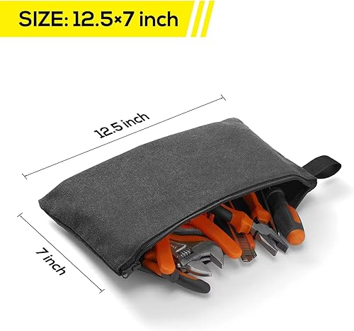 Miniatura 7 de Paquete de 8 bolsas de herramientas de lona con cremallera, bolsa de herramientas pequeña resistente de 16 onzas, bolsa organizadora multiusos, para